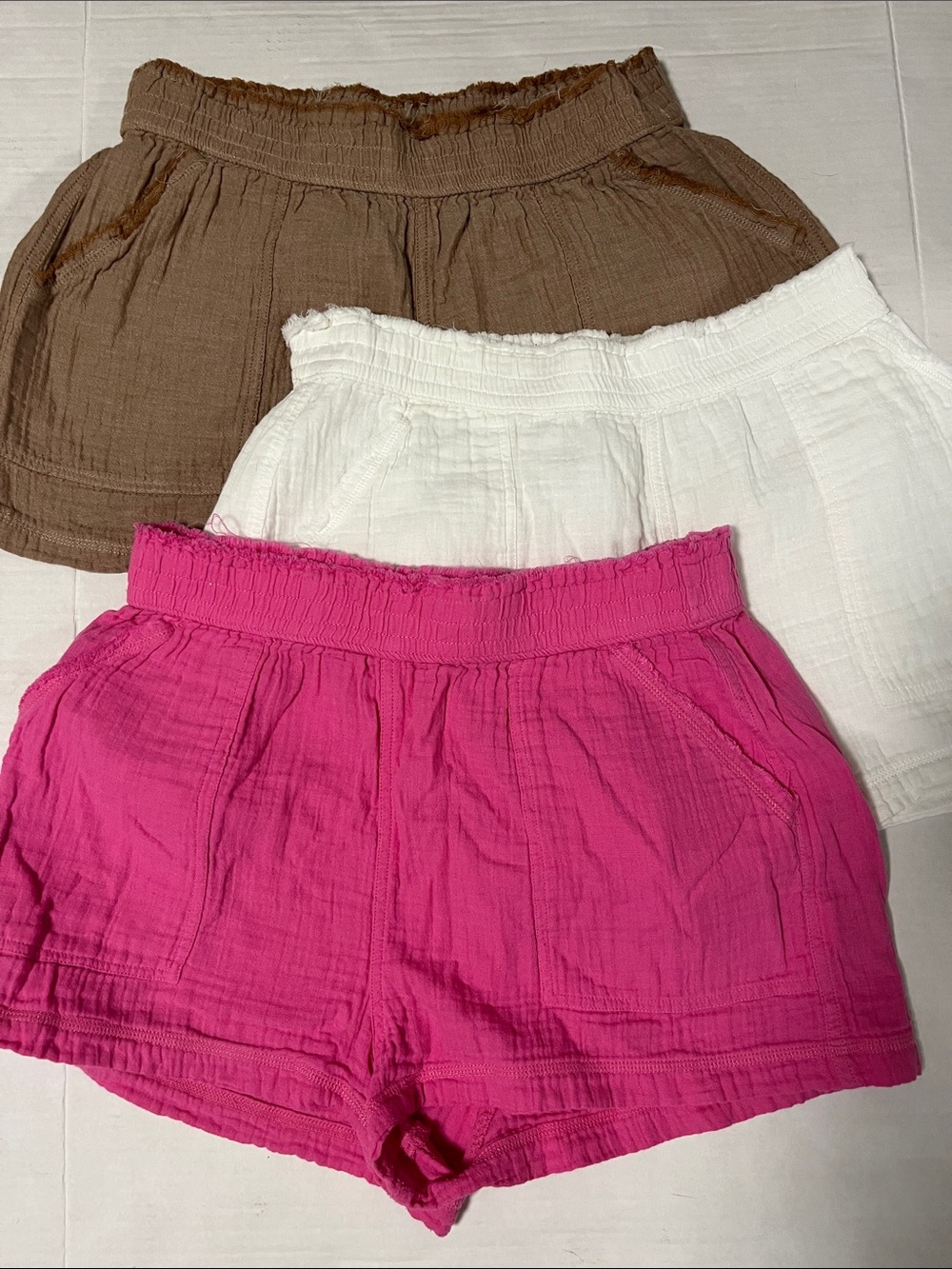 Sonoma Goods for Life High Rise Smocked Double Gauze Distressed Shorts BUNDLE